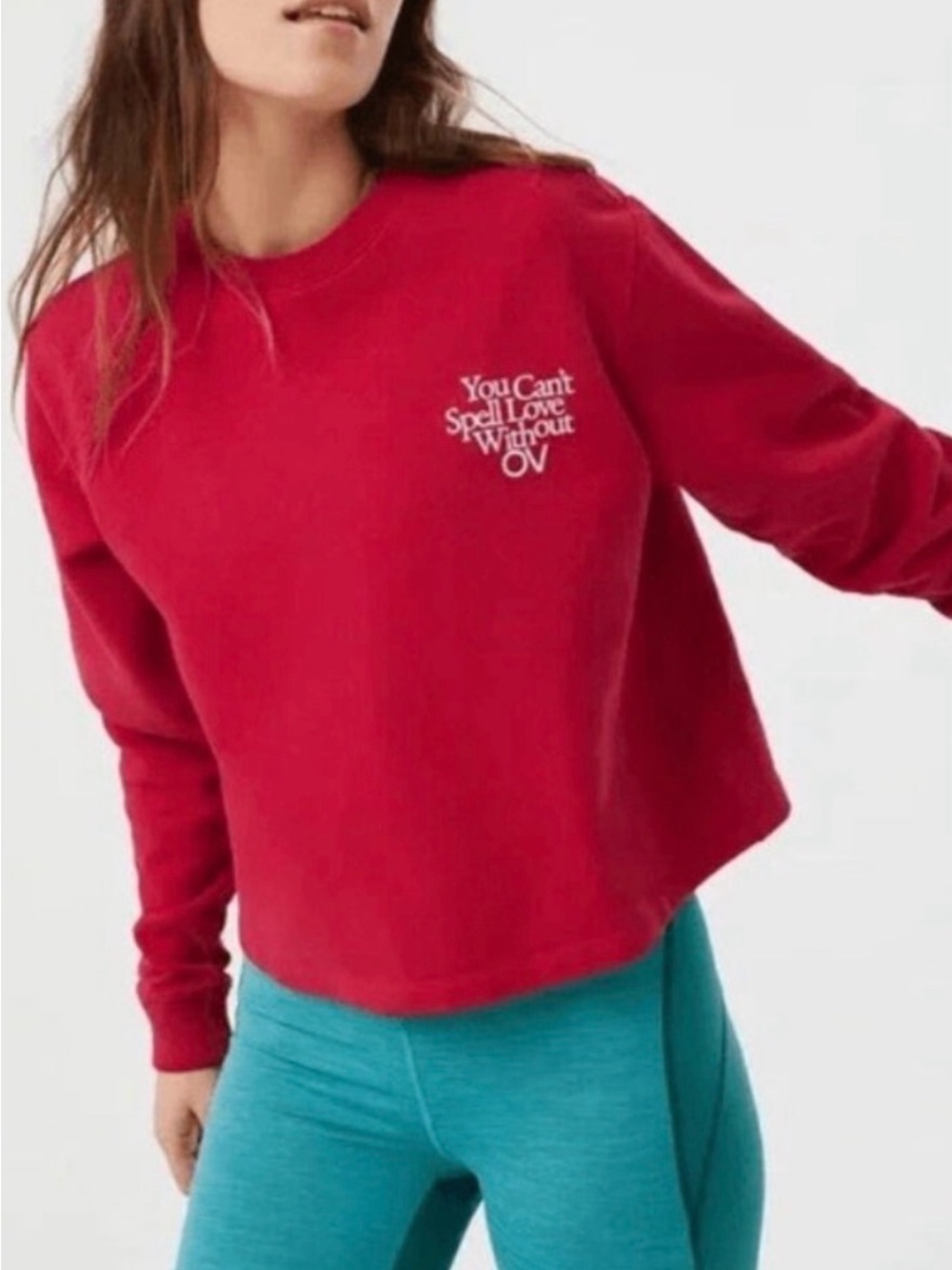 Outdoor voices you can’t spell love without OV cropped sweater small